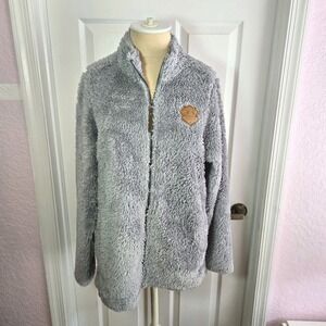 Pikachu Outdoors With Pokemon Gray Fleece Jacket Size M Pockets Sweatshirt